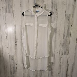 Lamour By NanEtte Lepore White Sleeveless Button-Up Women's Top Size XL